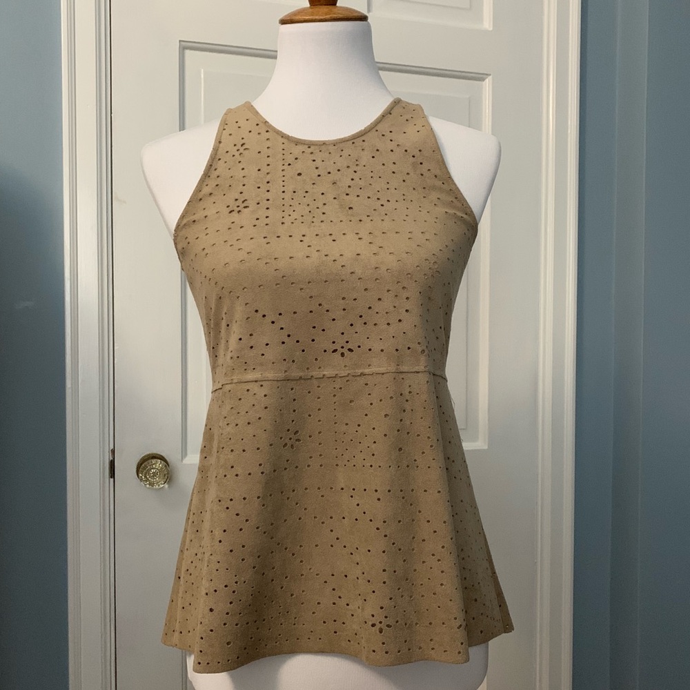 BCBG Max Azria microsuede sleeveless blouse